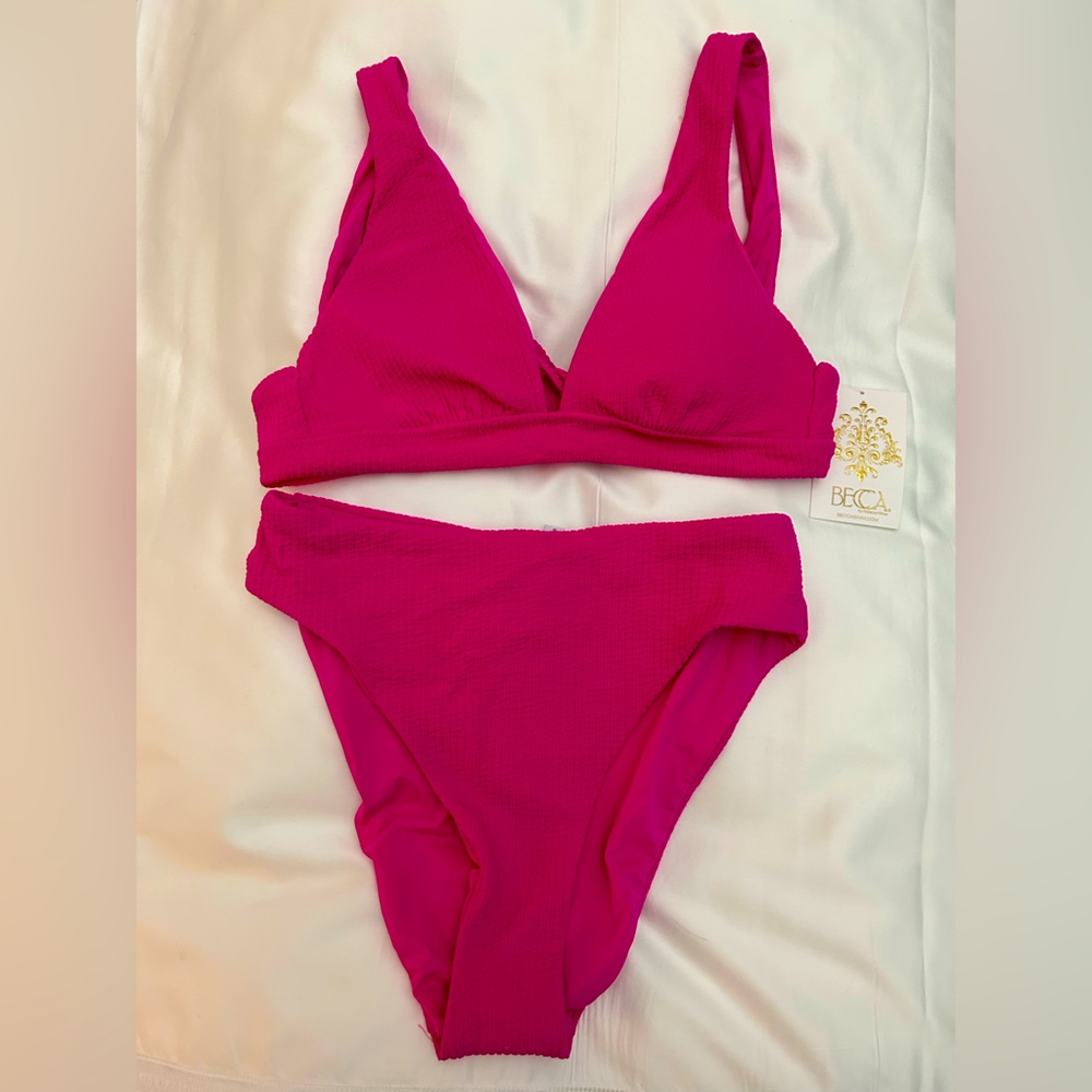 NWT BECCA bikini separates. Bright pink. Medium bottom and large top. So pretty!